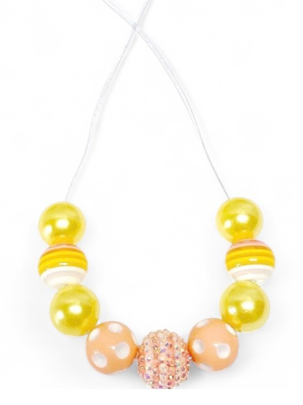 Peach Sunshine Beaded Necklace Yellow Summer Adjustable Sparkle Cord